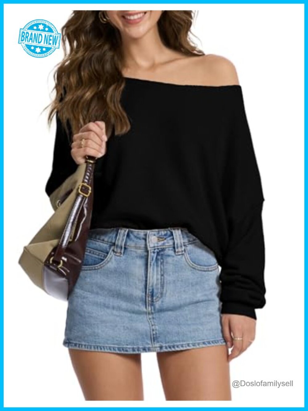 Off Shoulder Oversized Ribbed Knit Sweater Boat Neck Batwing Pullover